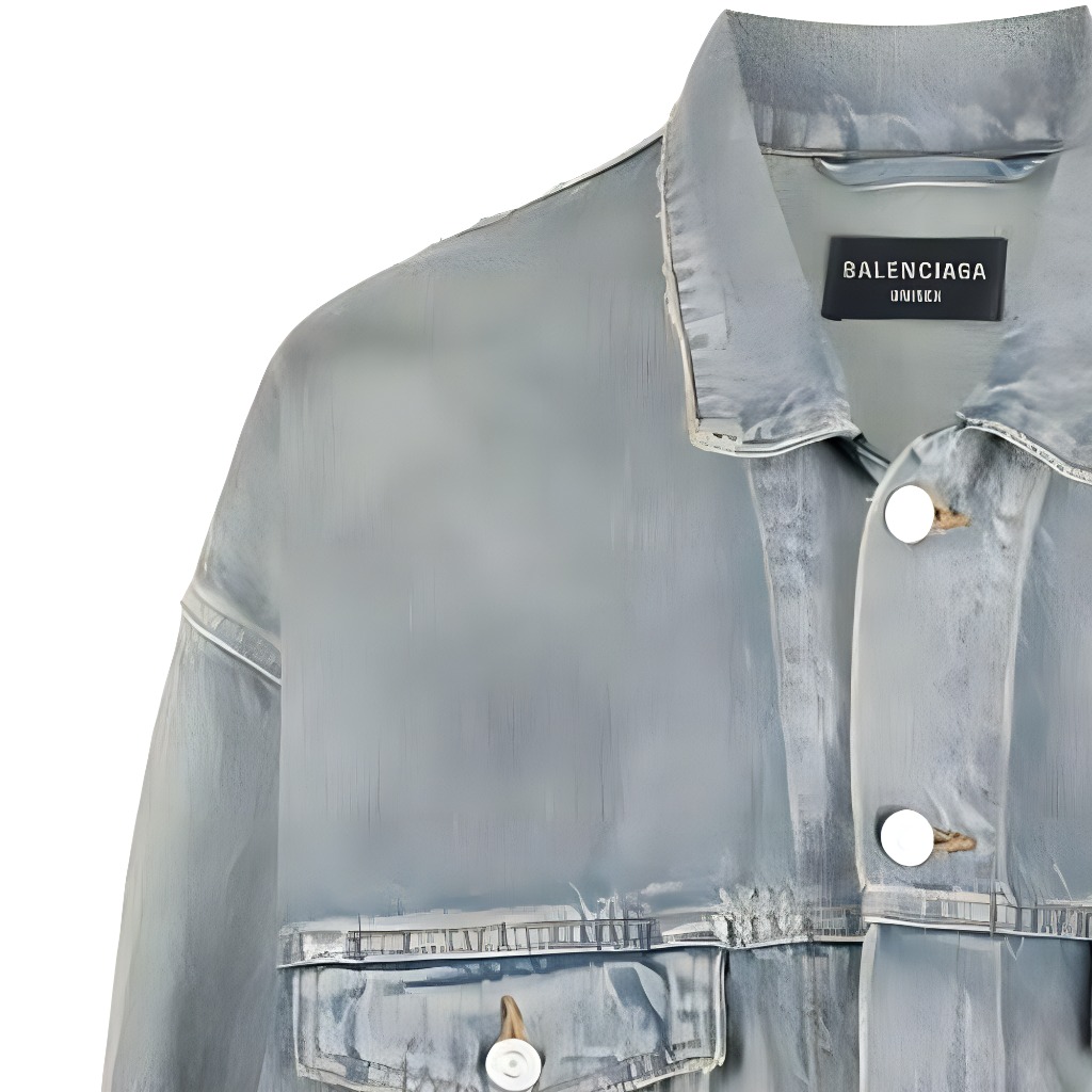 Balenciaga SS22  Blue Logo Print Casual Denim Jacket Regular Fit. 725034TNW553221 圖 7