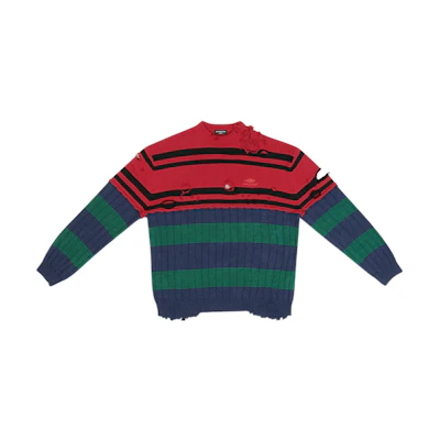 Balenciaga SS22 Colorblock Distressed Knit Sweater Multicolor. 694254T32322215
