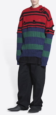 巴黎世家 SS22 撞色做旧针织毛衣 多色. 694254T32322215 Shop 巴黎世家 SS22 撞色做旧针织毛衣 多色. 694254T32322215