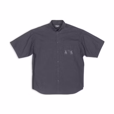 Balenciaga SS22 Dark Gray Letter Print Short Sleeve Shirt Regular Fit 703846TYB181270