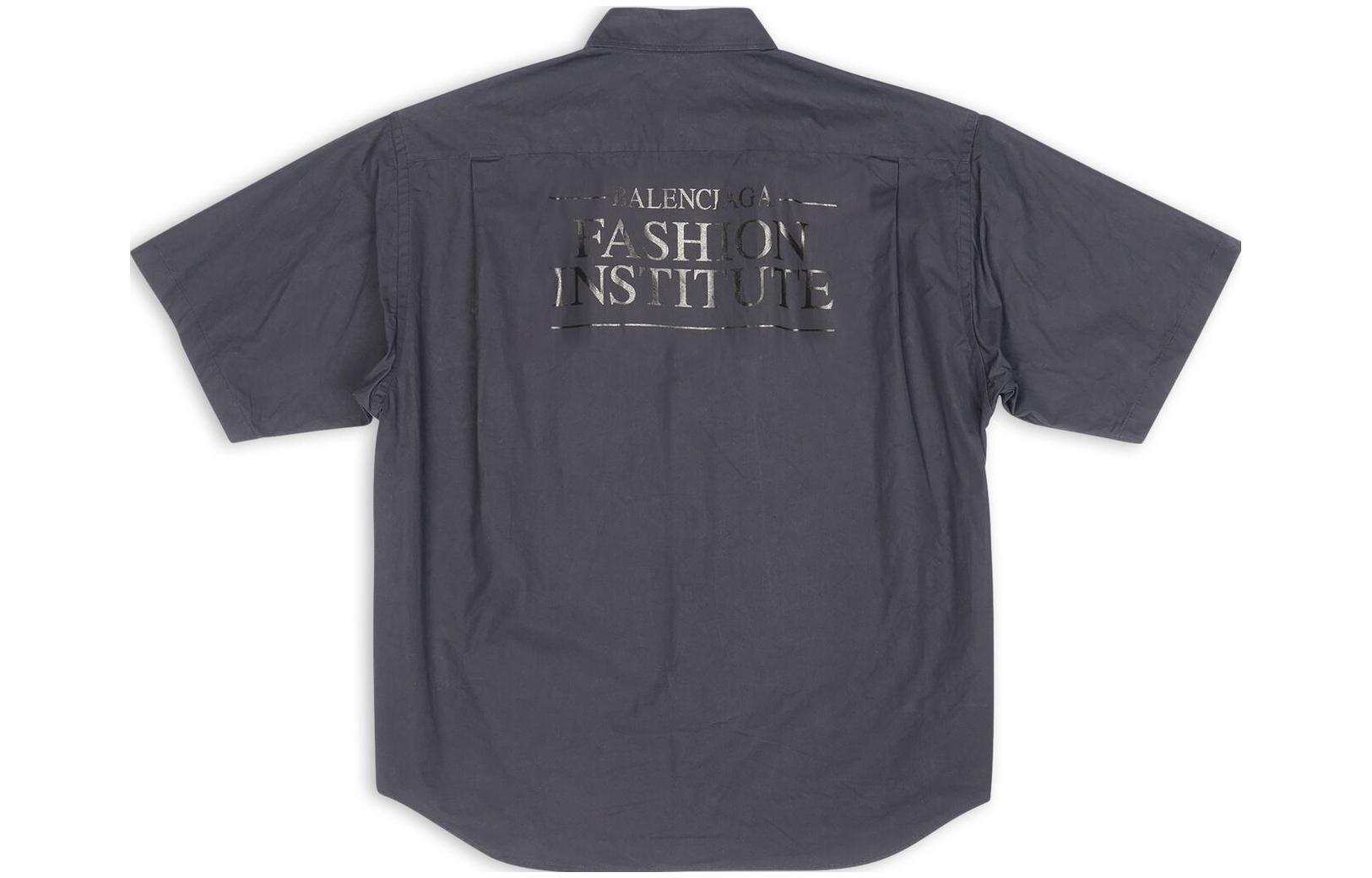 Lookbook Balenciaga SS22  Dark Gray Letter Print Short Sleeve Shirt Regular Fit 703846TYB181270