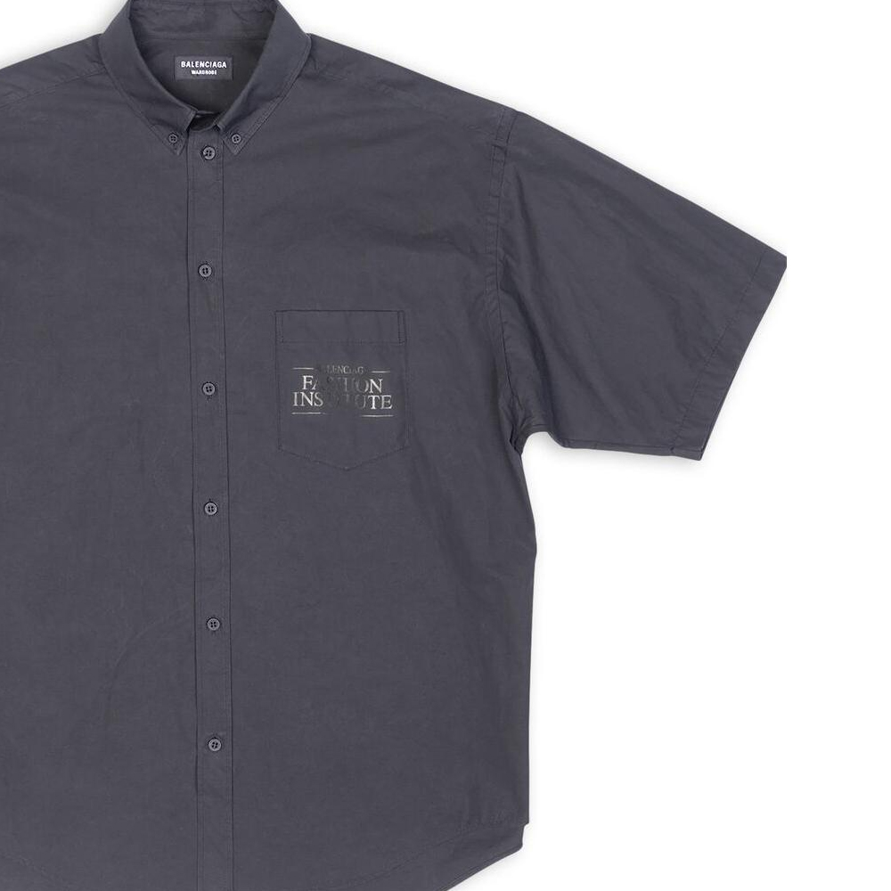 Details for Balenciaga SS22  Dark Gray Letter Print Short Sleeve Shirt Regular Fit 703846TYB181270