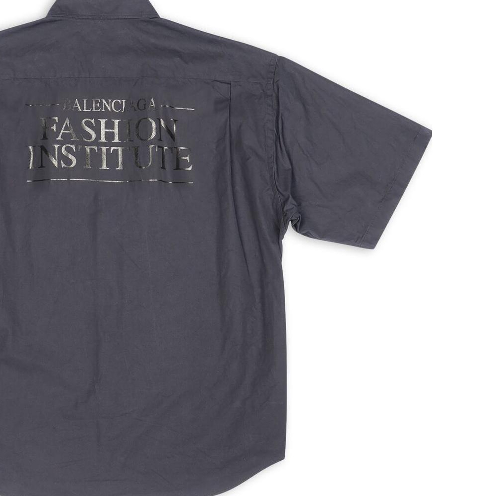 Sizing Balenciaga SS22  Dark Gray Letter Print Short Sleeve Shirt Regular Fit 703846TYB181270