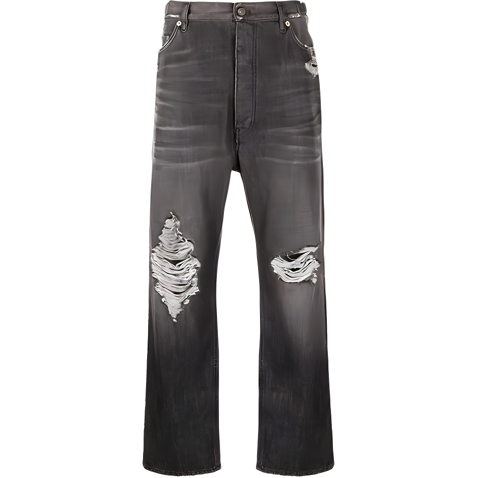 Balenciaga SS22  Distressed Skinny Jeans Black. 697834TXE060107