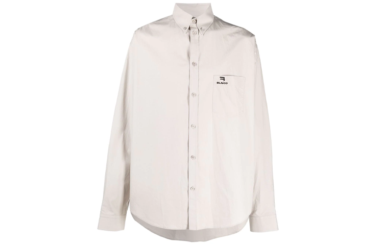 Balenciaga SS22  Embroidered Logo Long Sleeve Shirt Gray White 675642TKM102967 圖 2