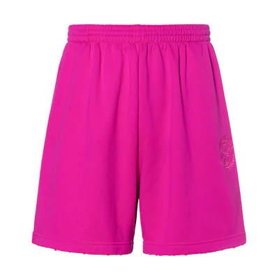 Balenciaga SS22 Embroidered Pink Elastic Waist Casual Shorts. 676137TMVM50684