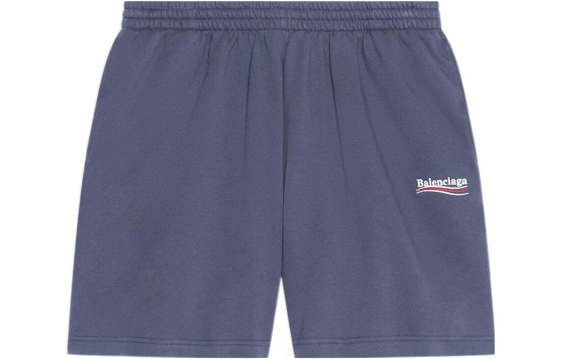 Balenciaga SS22  Grey Blue Logo Straight-Cut Casual Shorts. 676137TKVI91366