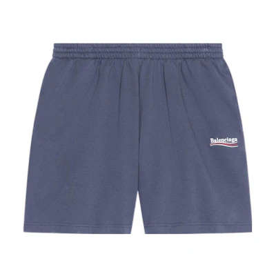 Balenciaga SS22 Grey Blue Logo Straight-Cut Casual Shorts. 676137TKVI91366