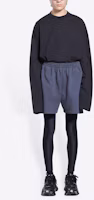 Shop Balenciaga SS22 Grey Blue Logo Straight-Cut Casual Shorts. 676137TKVI91366