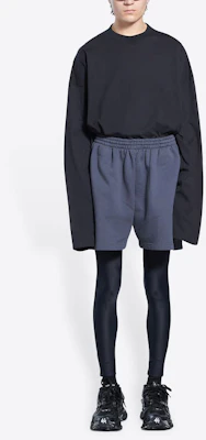 Balenciaga SS22 Seluar Pendek Kasual Logo Kelabu Biru Potongan Lurus. 676137TKVI91366 Shop Balenciaga SS22 Seluar Pendek Kasual Logo Kelabu Biru Potongan Lurus. 676137TKVI91366