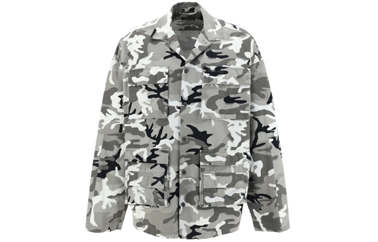 Balenciaga SS22  Grey Camo Single-Breasted Long Sleeve Shirt Relaxed Fit. 681008TLL721262