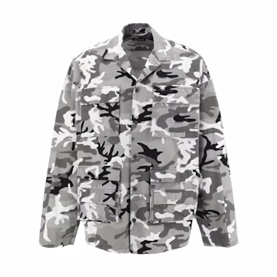 Balenciaga SS22 Grey Camo Single-Breasted Long Sleeve Shirt Relaxed Fit. 681008TLL721262