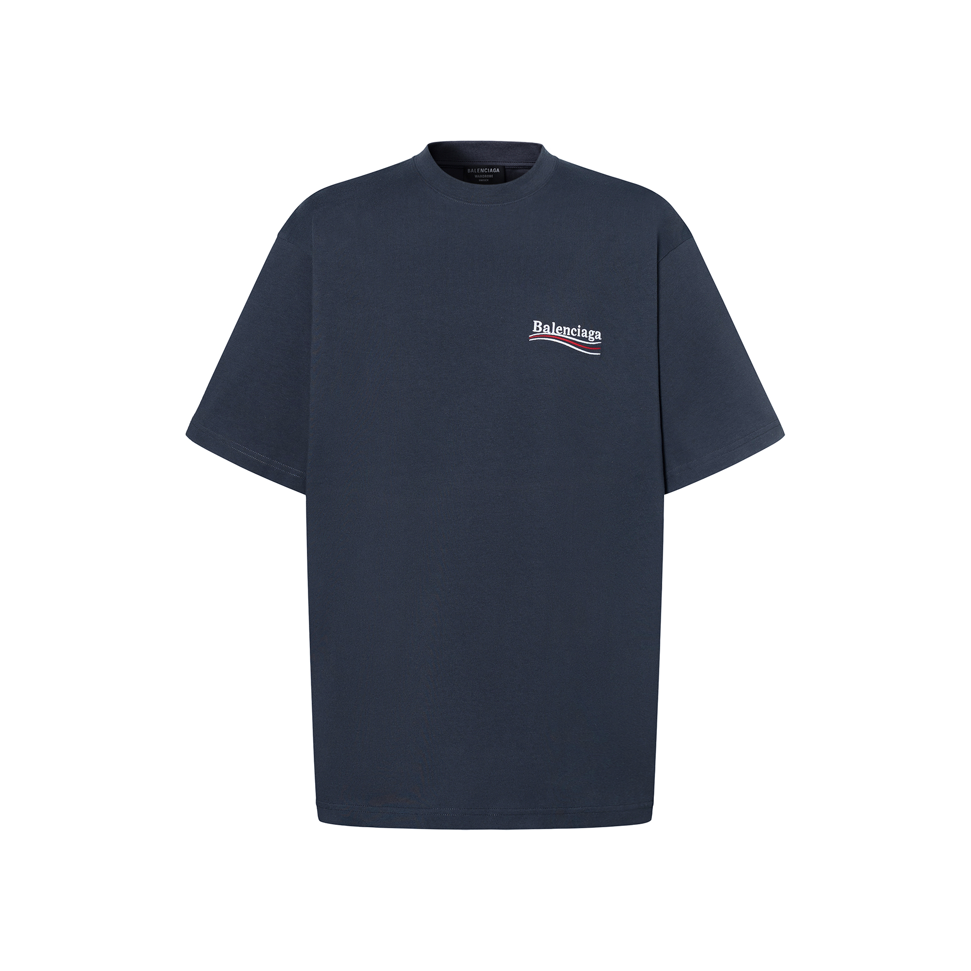 Balenciaga SS22  Grey Logo Embroidered Crewneck T-Shirt. 641675TKVJ11366