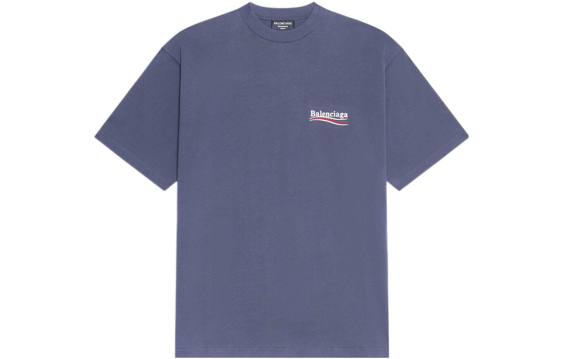 Balenciaga SS22  Grey Logo Embroidered Crewneck T-Shirt. 641675TKVJ11366 圖 2