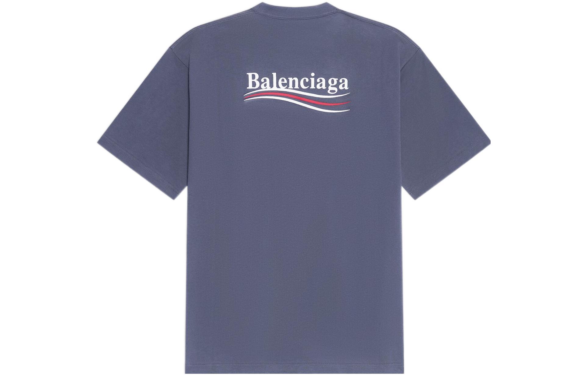 Balenciaga SS22  Grey Logo Embroidered Crewneck T-Shirt. 641675TKVJ11366 圖 3