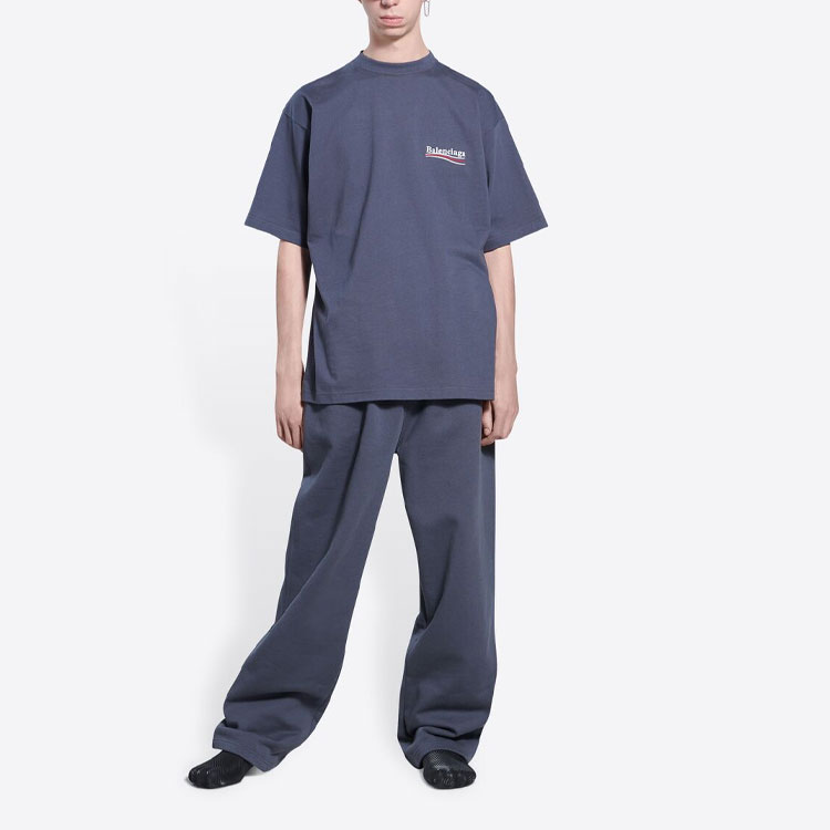 Balenciaga SS22  Grey Logo Embroidered Crewneck T-Shirt. 641675TKVJ11366 圖 4