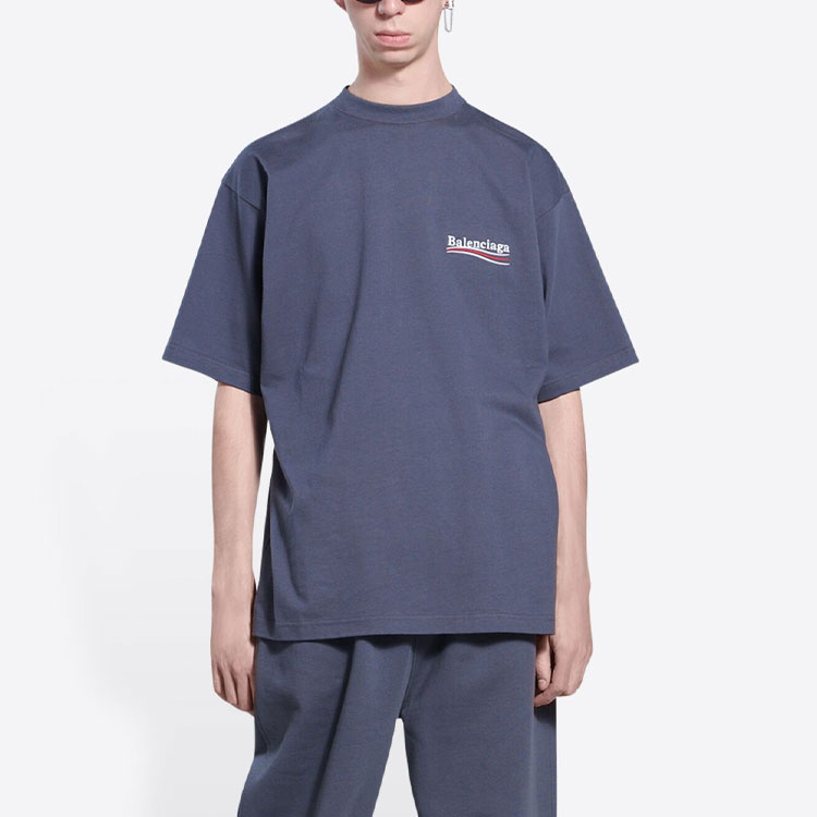 Balenciaga SS22  Grey Logo Embroidered Crewneck T-Shirt. 641675TKVJ11366 圖 5