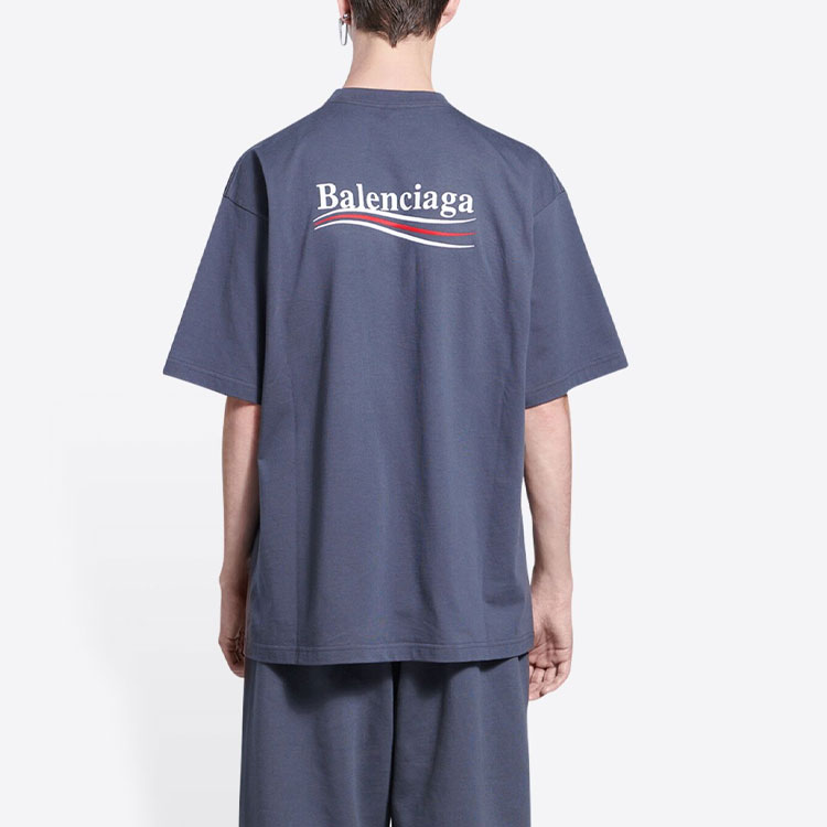 Balenciaga SS22  Grey Logo Embroidered Crewneck T-Shirt. 641675TKVJ11366 圖 6