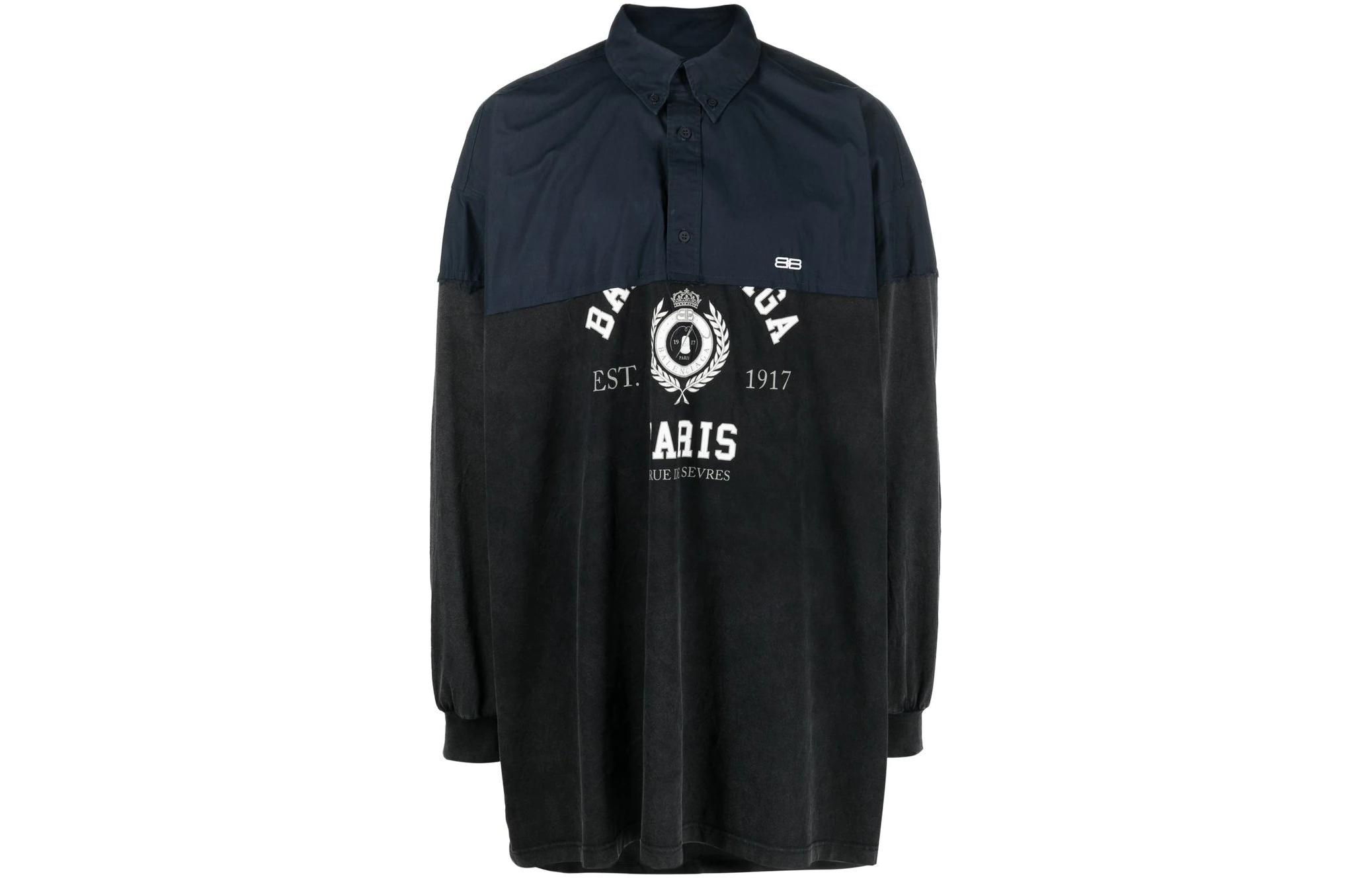 Balenciaga SS22  Grey Oversized Letter Print Long-Sleeve Casual Shirt. 698226TMV981000