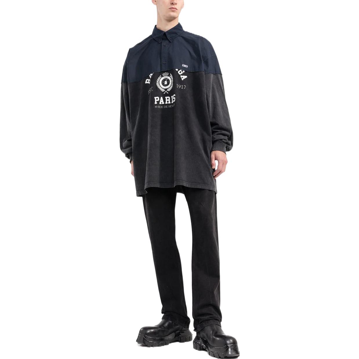 Lookbook Balenciaga SS22 灰色宽松字母印花长袖休闲衬衫 698226TMV981000