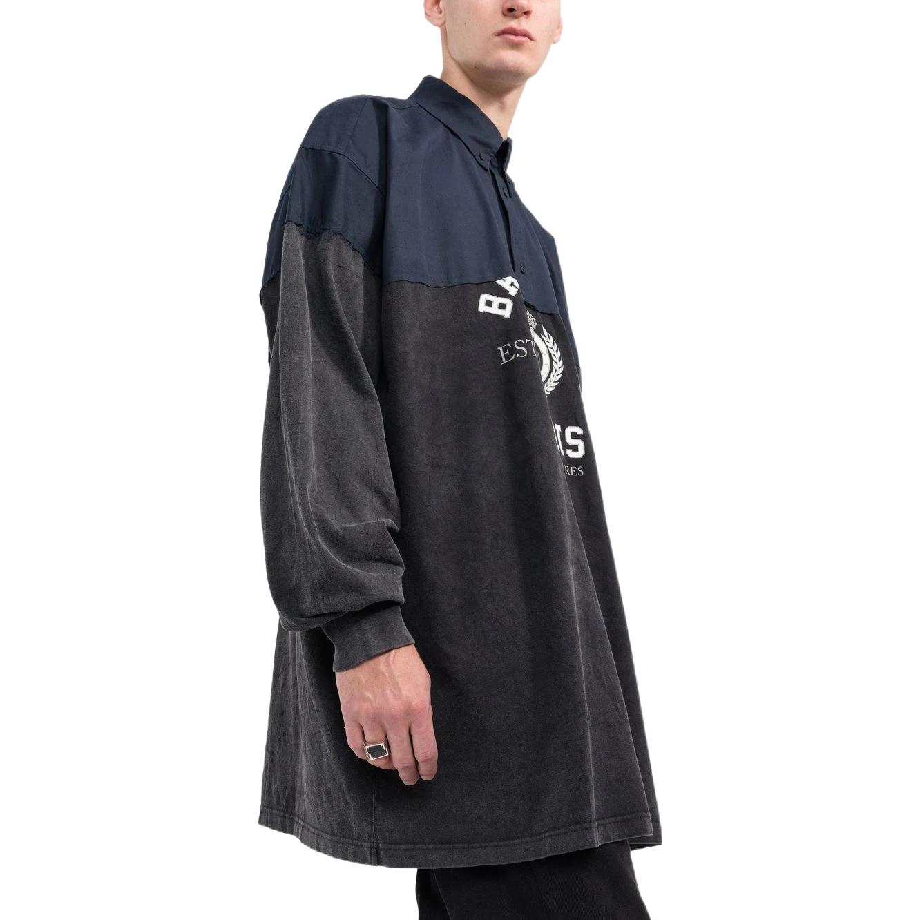 Purchase Balenciaga SS22 灰色宽松字母印花长袖休闲衬衫 698226TMV981000