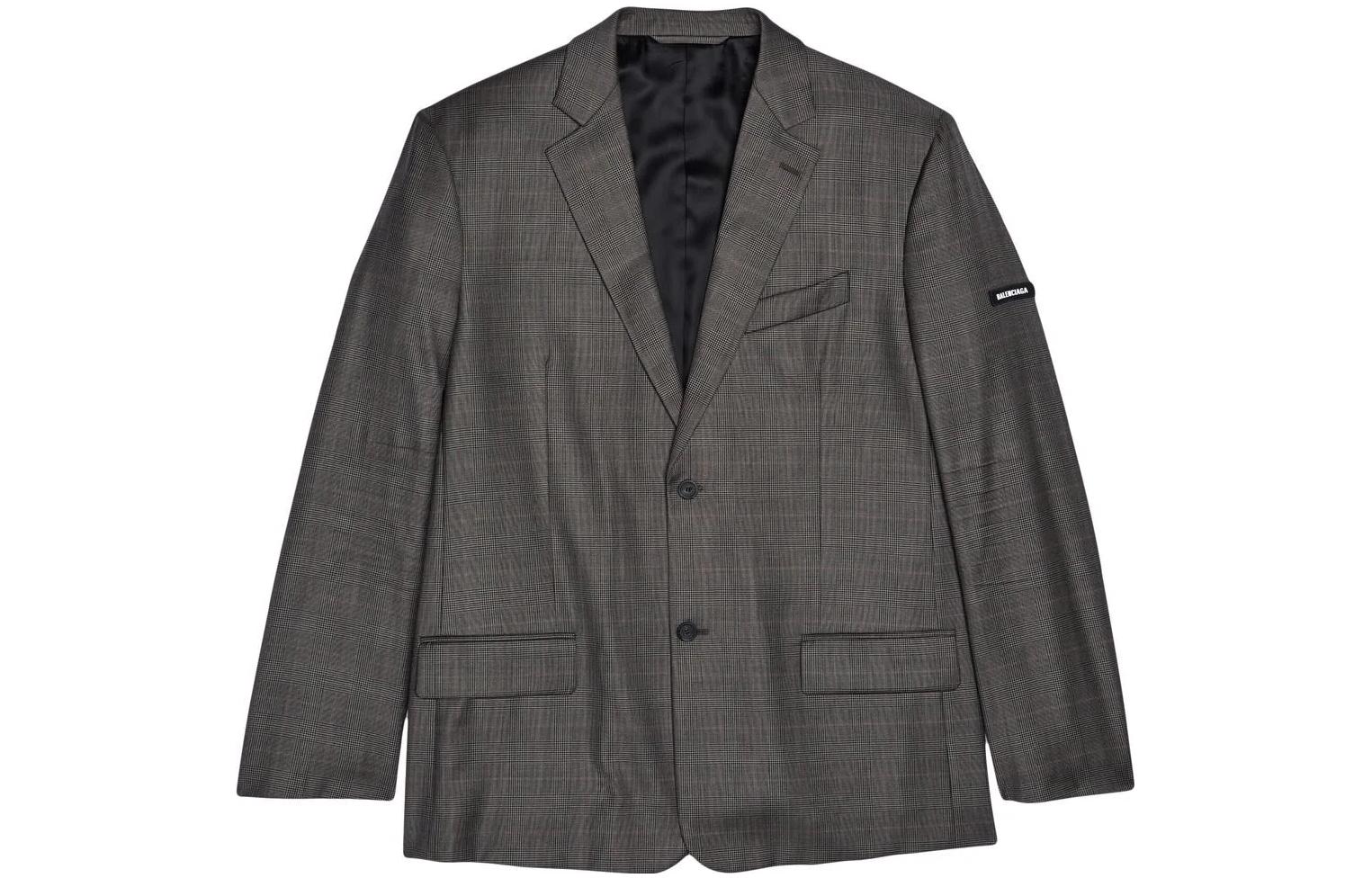 Balenciaga SS22  Grey Plaid Single-Breasted Suit Regular Fit 674430TMT159501