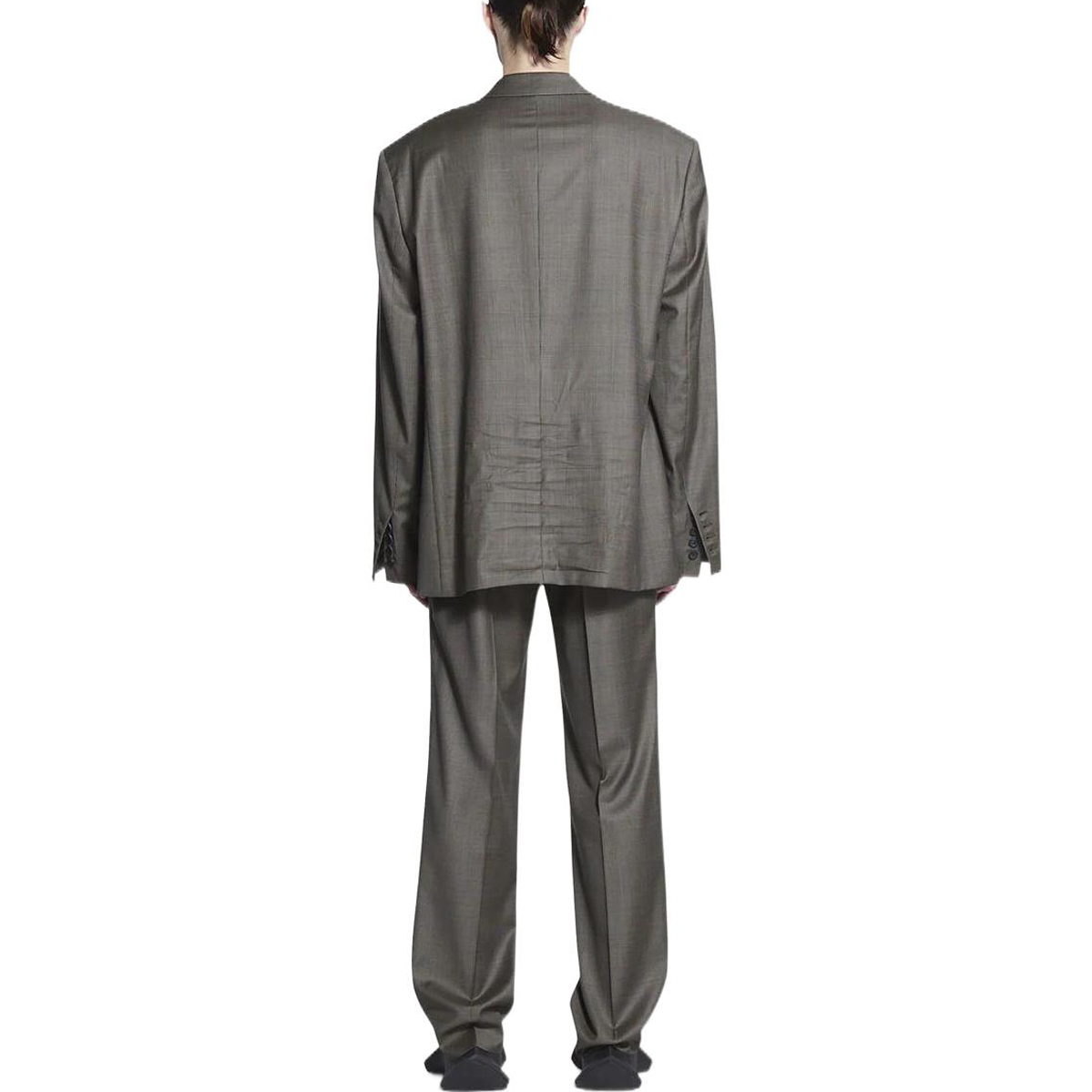 Shop Balenciaga SS22  Grey Plaid Single-Breasted Suit Regular Fit 674430TMT159501