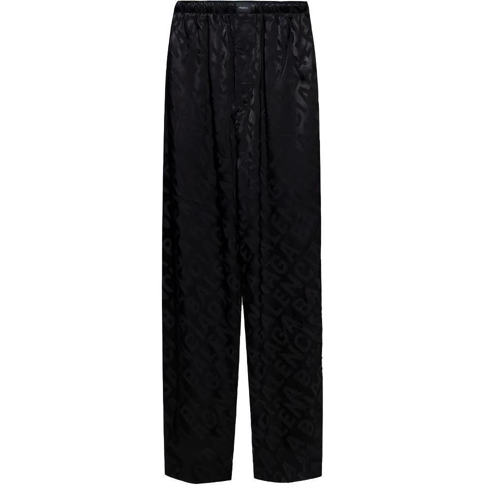 Balenciaga SS22  Logo Elastic Waist Casual Pants Black. 658883TLO581000
