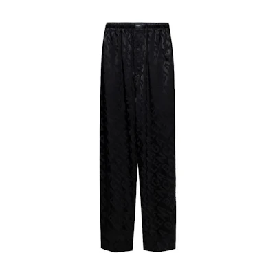 Balenciaga SS22 Logo Elastic Waist Casual Pants Black. 658883TLO581000