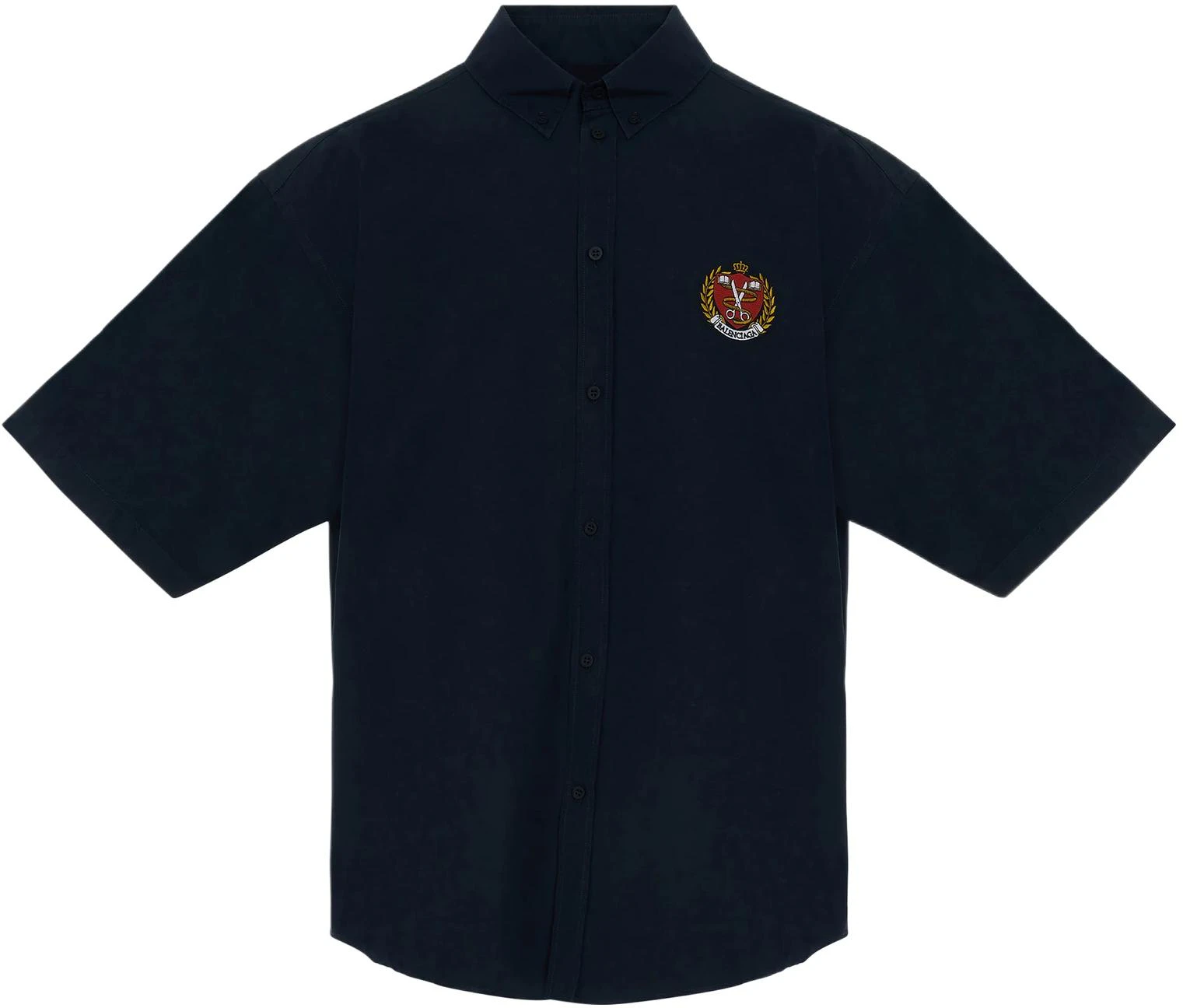 balenciaga-ss-22-logo-embroidered-short-sleeve-shirt-navy-regular-fit-675643-tyb-184100