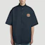 Purchase Balenciaga SS22 Kemeja Lengan Pendek Navy Logo Bordir Regular Fit 675643TYB184100