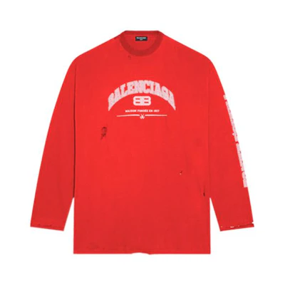 Balenciaga SS22 Loose Fit Logo Solid Color Long Sleeve Tee. 681046TLVJ10644