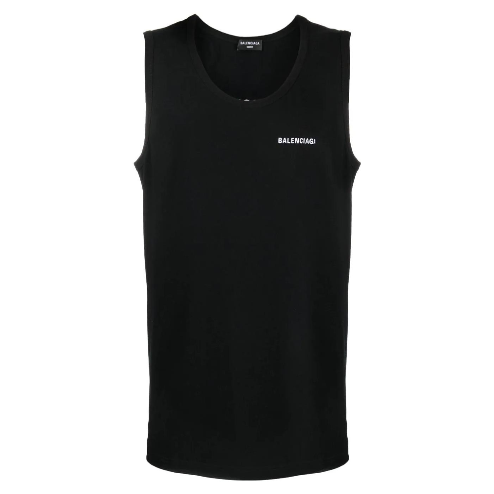 Balenciaga SS22  Oversized Black Tank with Embroidered Logo. 697880TMVM31070