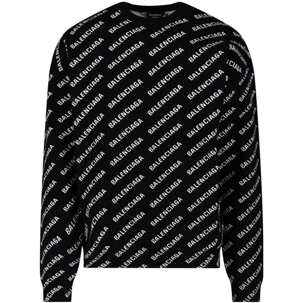 Balenciaga SS22  Oversized Letter Crewneck Sweater Black 702952T32331070
