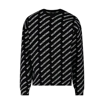 Balenciaga SS22 Oversized Letter Crewneck Sweater Black 702952T32331070