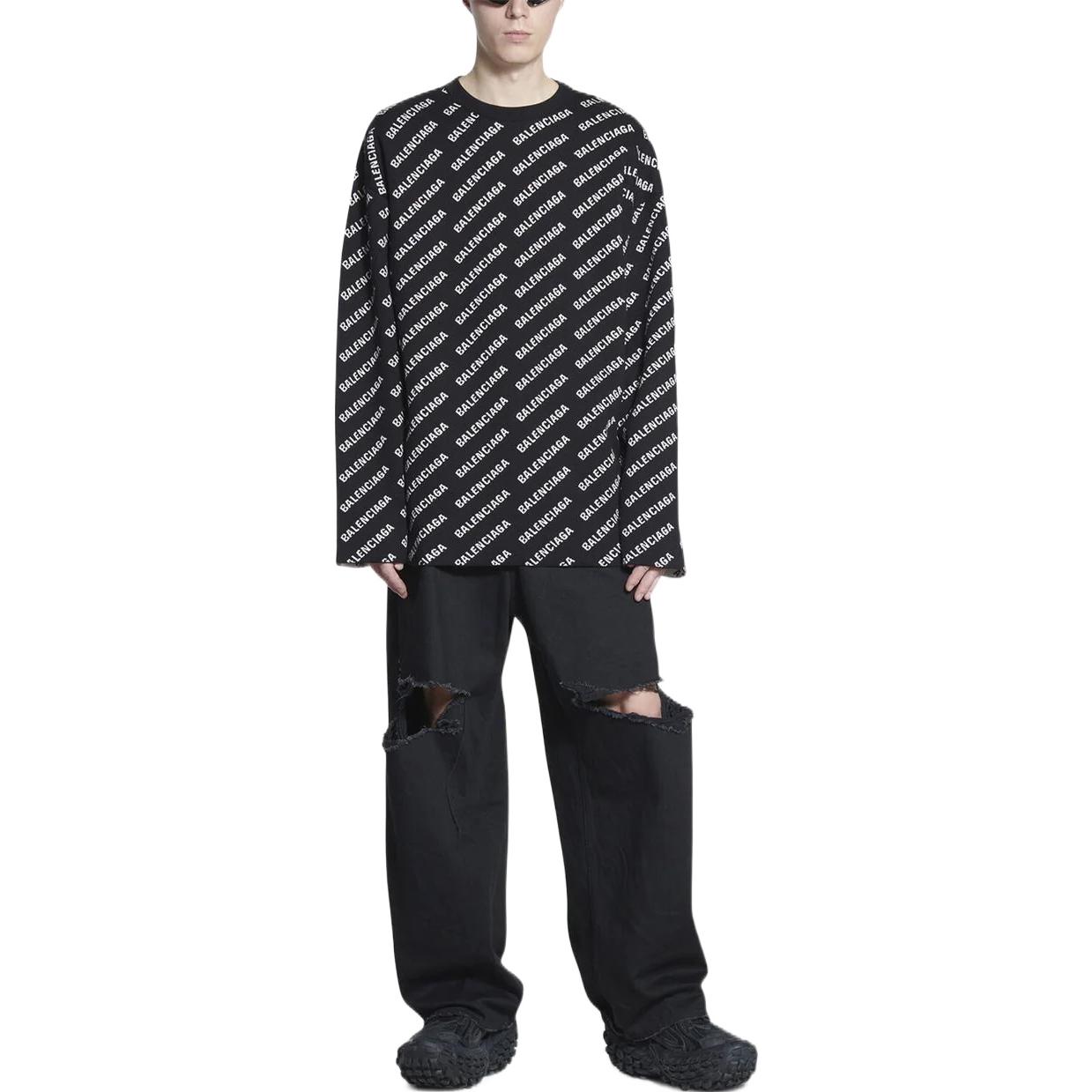 Lookbook 발렌시아가 SS22 오버사이즈 레터 크루넥 스웨터 블랙 702952T32331070