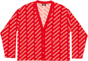 Balenciaga SS22 Oversized Red Knit Sweater with Mini Logo Pattern. 699822T32336090 Balenciaga SS22 Oversized Red Knit Sweater with Mini Logo Pattern. 699822T32336090