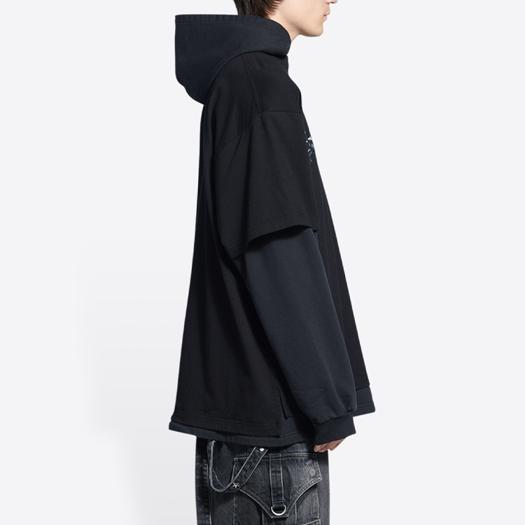 Sizing Balenciaga SS22  Oversized Slimp Art Print Double-Layer Hoodie Black. 681029TLVF11069