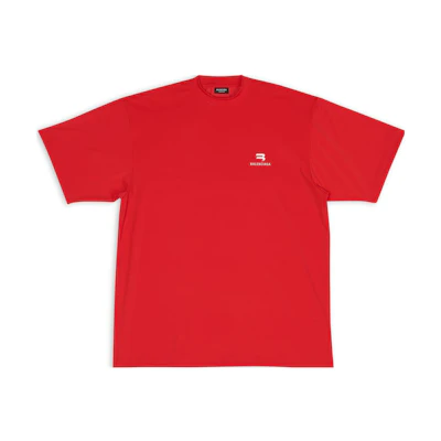 Balenciaga SS22 Red Logo Crewneck T-Shirt 6570274B8B16400