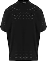 Balenciaga SS22 Solid Color Hollow Out Crewneck T-Shirt Black 694576TMVD41000 Balenciaga SS22 Solid Color Hollow Out Crewneck T-Shirt Black 694576TMVD41000