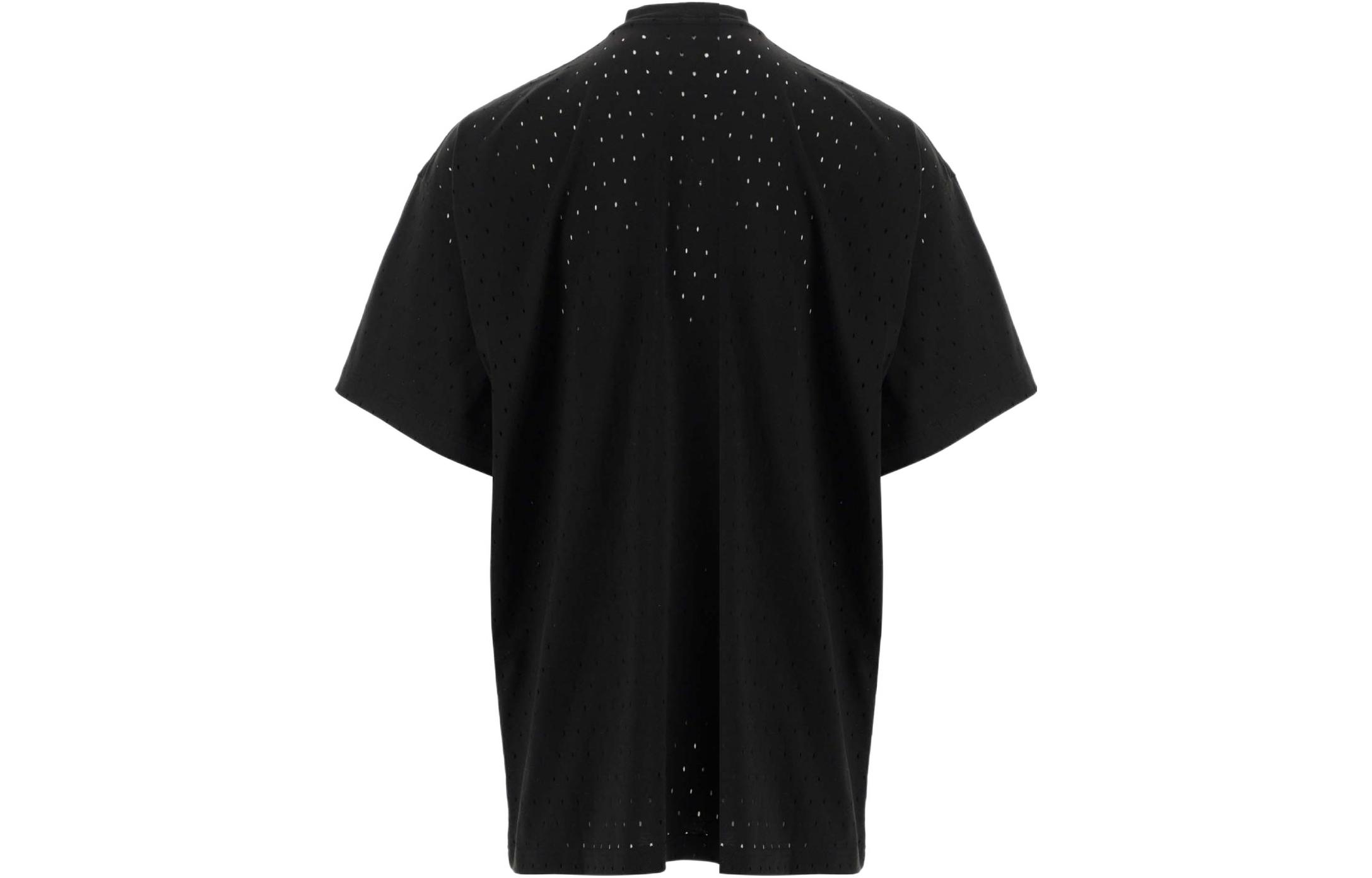 Lookbook 발렌시아가 SS22 솔리드 컬러 홀로우 아웃 반팔 티셔츠 블랙 694576TMVD41000