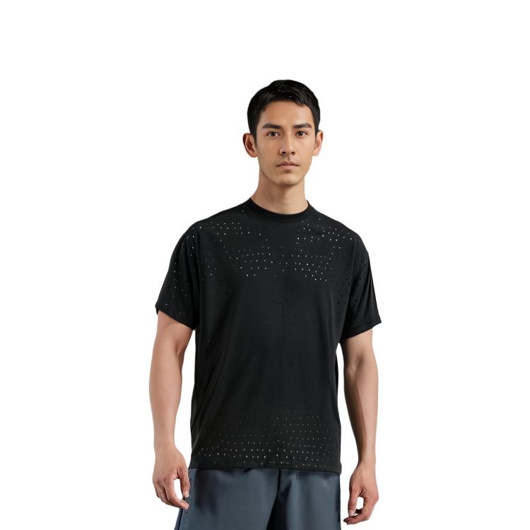 Purchase 발렌시아가 SS22 솔리드 컬러 홀로우 아웃 반팔 티셔츠 블랙 694576TMVD41000