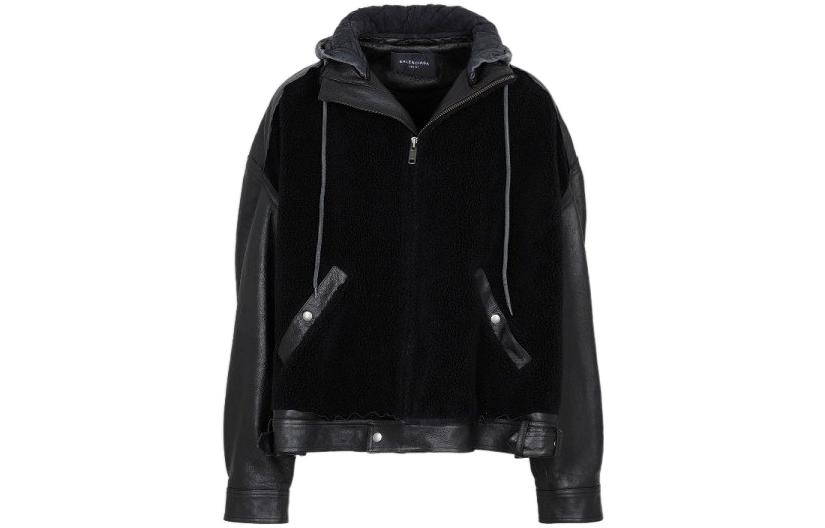 Balenciaga SS22  Solid Color Long-Sleeve Hoodie Jacket Black 697786TMS031000