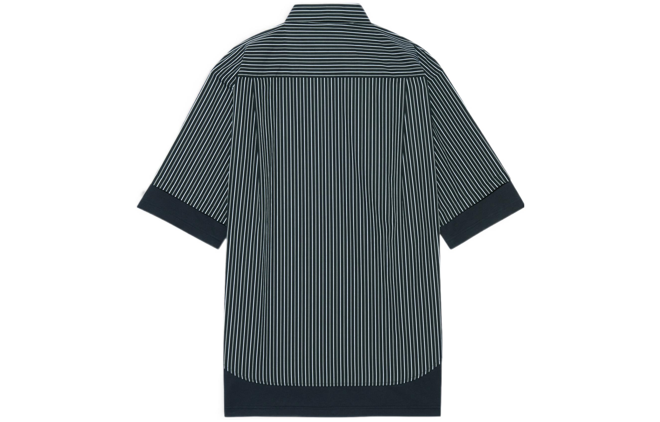 Lookbook Balenciaga SS22  Striped Poplin Short Sleeve Shirt Black. 690394TJM191269