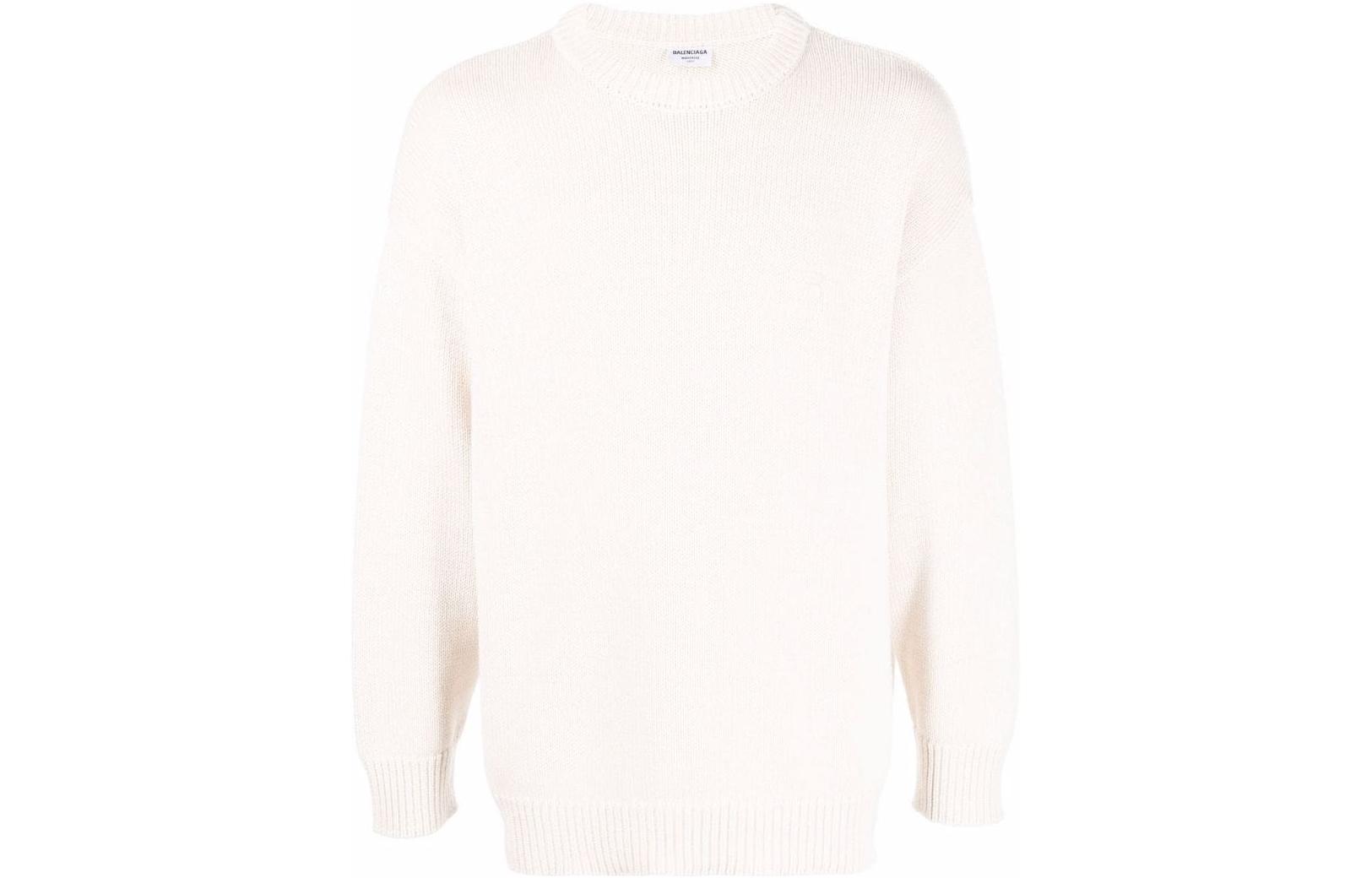 Order 巴黎世家SS22白色针织长袖圆领毛衣。 683303T32300980