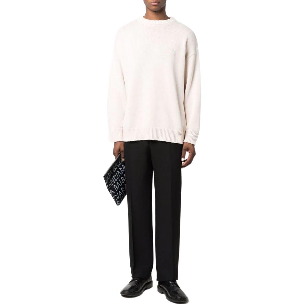 Lookbook 巴黎世家SS22白色针织长袖圆领毛衣。 683303T32300980