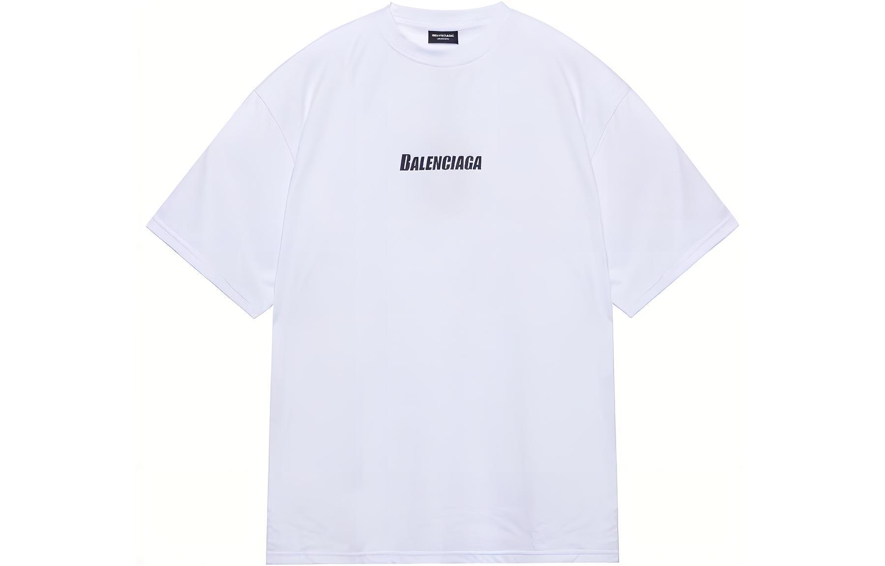 Order Balenciaga SS22 白色標誌印花休閒短袖T恤。 6570274B8B59000