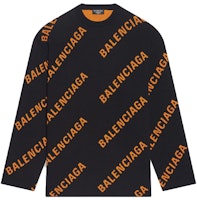 Balenciaga SS22 All-Over Logo Crewneck Pullover Sweater Black . 657401T32001018 Balenciaga SS22 All-Over Logo Crewneck Pullover Sweater Black . 657401T32001018