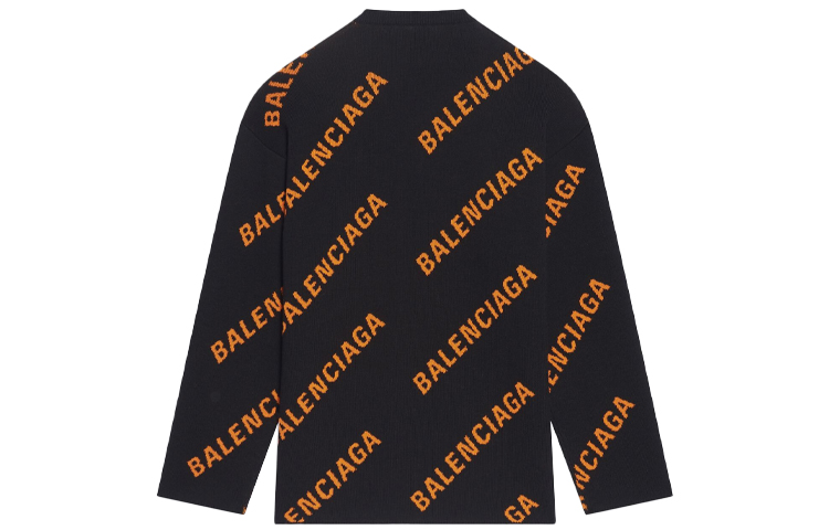 Lookbook バレンシアガ SS22 オールオーバーロゴ クルーネックプルオーバーセーターブラック 657401T32001018