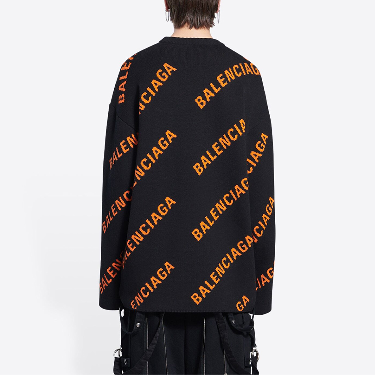 Details for バレンシアガ SS22 オールオーバーロゴ クルーネックプルオーバーセーターブラック 657401T32001018